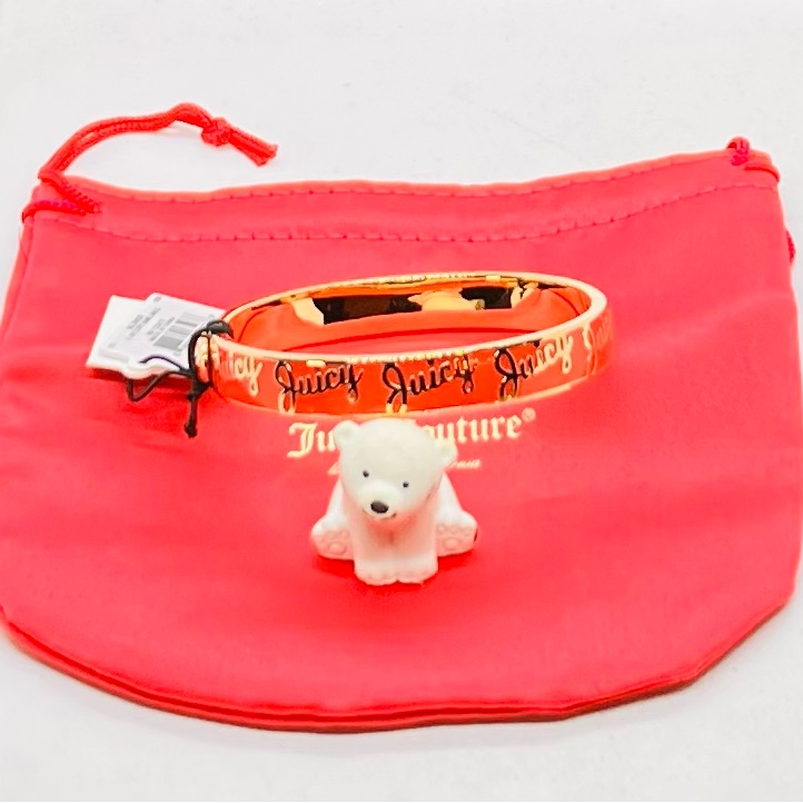 New With Tag In Pouch, Juicy Couture Script Juicy Pink Enamel Bangle